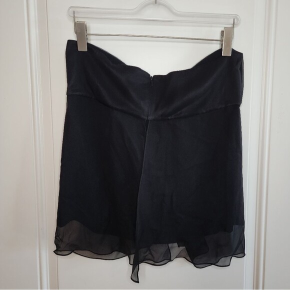 St John Evening Strapless Flowy Layered Silk Tube Top Blouse Size 12 Black - Picture 2 of 8